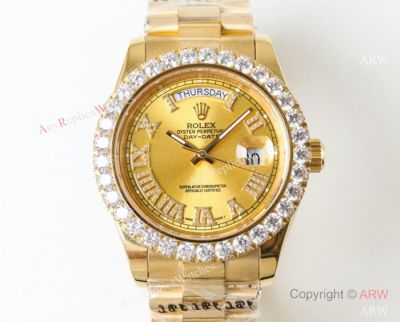N9 Swiss Grade Rolex Day-Date II All Gold Watch Black Dial 41mm